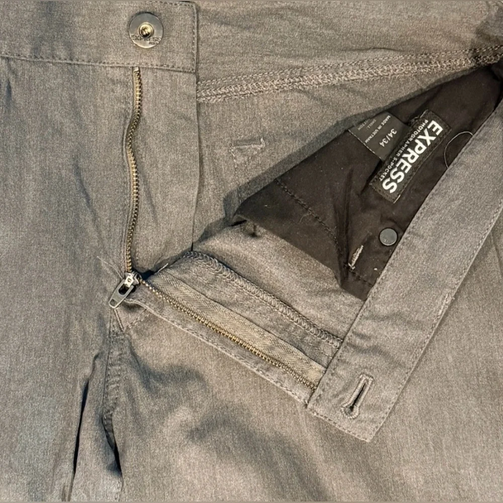 Express Photographer Pant Gray Slim Fit Stretch Chino Dress Pant 34x34 - Picture 5 of 7